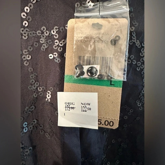 NWT PURE DKNY Black Large Snap Collared Shirt With Collar Cotton Knit - Picture 5 of 13